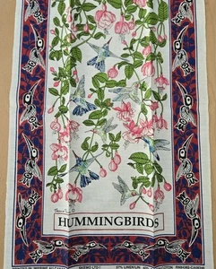Toalla de mano de té de lino vintage Skemo Ltd colibríes NOS EE. UU. 16" x27" - Imagen 1 de 11