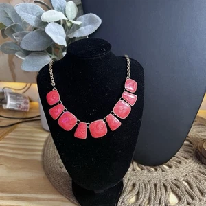 18 Zoll Halskette roter Kunststein Statement Schmuck - Bild 1 von 6