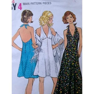 Butterick 6634 B34 1970s Sewing Pattern for Boho Halter Dress & Shawl Vtg Sz 12 - Picture 1 of 8
