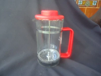 Vintage retro Bodum Glass  red  coffee plunger cafe press 1 L - image 1 of 4