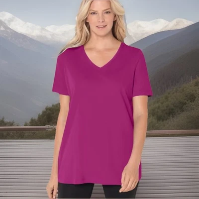 XL Damas Hanes UPF 50+ Cool Dri Camiseta Absorbe Humedad Extra Grande Frambuesa Foto 1 de 4