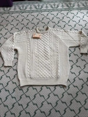 Suéter tejido con cable de lana irlandesa Carraig Donn de colección nuevo con etiquetas para hombre L pescador Irlanda Foto 1 de 4