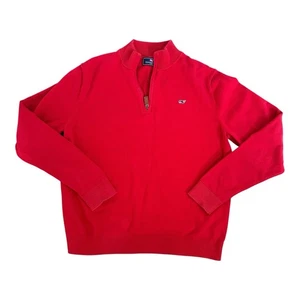 Vineyard Vines Boys XL Red Quarter Zip Pullover Sweater Whale Logo - Picture 1 of 5