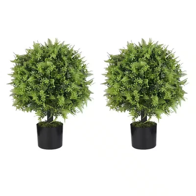 22 in. Árbol de bolas topiarias de boj artificial en maceta (paquete de 2) Foto 1 de 4