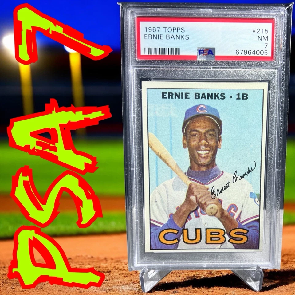 1967 Topps Baseball #215 Ernie Banks PSA 7 Chicago Cubs Legend envío gratuito Foto 1 de 4