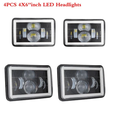4PCS 4x6 Inch LED Headlights Fit Ford Mustang 1979 1980 1981 1982 1983 1984-1986 - Image 1 of 4