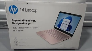 HP Stream Laptop 14"-cf2112wm 14 Inch HD Celeron N4120 Windows 11 Pink Notebook - Picture 1 of 3