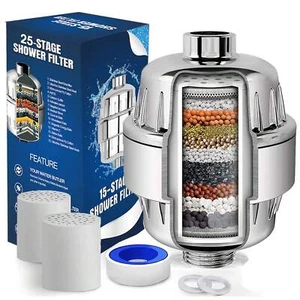 25 Stage Shower Filter With Vitamin C, Shower Filtration System For Hard Water, - Picture 1 of 15