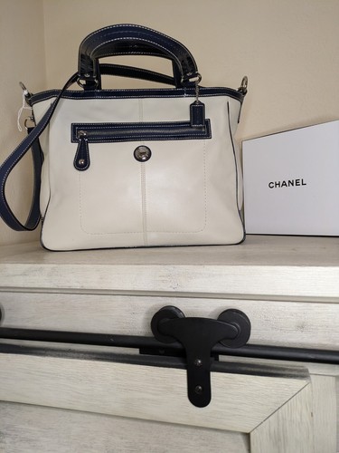 Borsa a tracolla Coach Classy Signature Laura F14887 crema blu