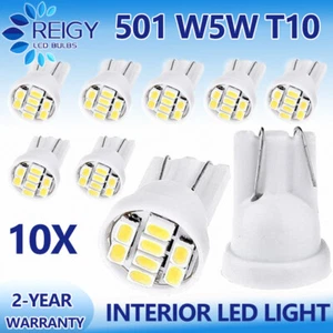 10x T10 8 SMD White LED Bulb Interior Instrument License W5W 194 168 2825 158 - Picture 1 of 10