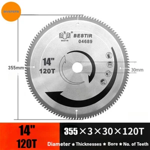 14 Inch Steel Metal Cutting Blade 30mm Arbor Circular Saw Blade 120-Tooth - Picture 1 of 5