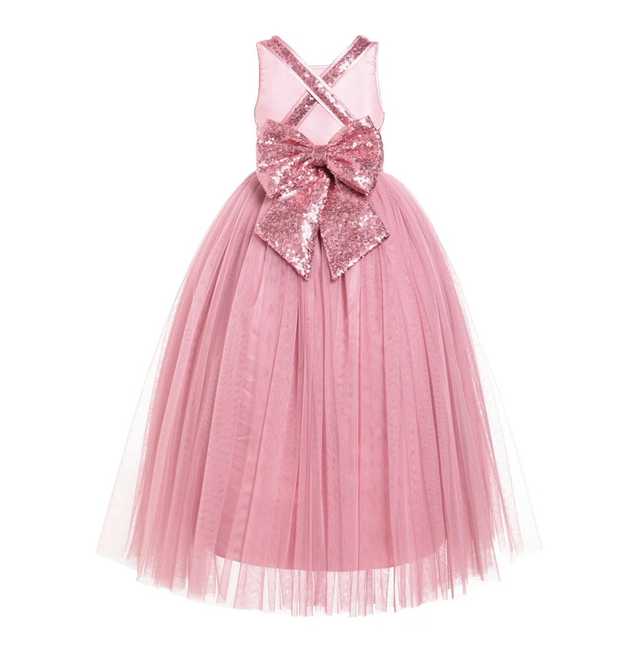 Трапециевидный тюль цветок девочки платья свадьбы Pageant платья день рождения девочки платья  - Изображение 1 из 4