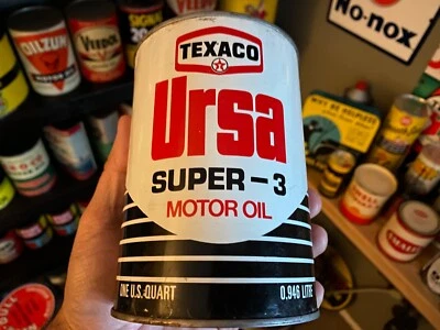 DE COLECCIÓN~ NOS COMPLETO~ 1977~ LATA DE ACEITE DE METAL TEXACO URSA SUPER 3 30W~ ¡BUEN ESTADO! Foto 1 de 4
