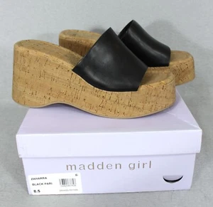 Madden Girl Zaharra Black Par Platform Wedge Sandals Women's 8.5 - Picture 1 of 8