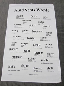 Black White Vintage AULD SCOTS WORDS Humorous SCOTLAND CottonTEA Dish TOWEL - Picture 1 of 7
