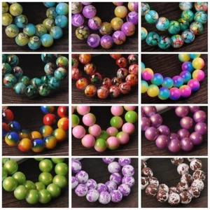30 Stück Rund 8mm Beschichtete Malerei Opak Glas Lose Perlen - Bild 1 von 102