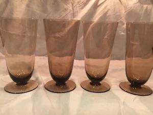 Cantidad 4 Vasos De Colección Mediados de Siglo Modernos LIBBEY 6" de Alto Marrón Tawny Parfait Postre - Imagen 1 de 4