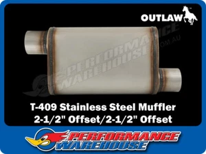 Outlaw T-409 Stainless Steel Offset Muffler Offset/Offset 2-1/2" Performance - Picture 1 of 2