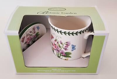 Portmeirion Botanic Garden Sweet Pea Floral Mug & Coaster Set Lid Saucer NIB • 16$