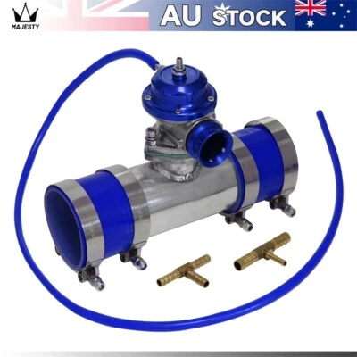 30PSI Blow Off Valve BOV+Type RS 76mm Flange Pipe Adapter Silicone Hose Kit Blue - image 1 of 4