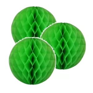 3x Green 4" HoneyComb Round Tissue Paper Lantern Balls Pom Poms Wedding Decor - Picture 1 of 11