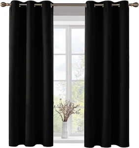Thermal Insulated Blackout Curtains Room Darkening & Energy Saving Solid Grommet - Picture 1 of 12
