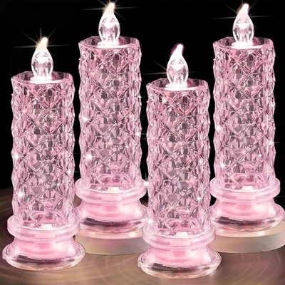 Velas LED Sin Llama Sombra Rosa, 6 PIEZAS Velas Románticas a Batería Led Pi Foto 1 de 4
