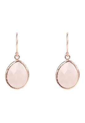Orecchini A Pendente Piccoli In Argento Sterling 925 Con Cristallo Rosa E Quarzo - Immagine 1 di 4