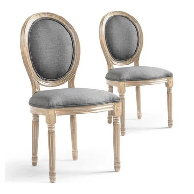 Lot de 20 Chaises Médaillon Tissu "Versailles" 96cm Gris Clair - Photo 1/4