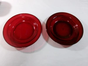 Vintage Arcoroc France Ruby Red 8.5" Soup Bowls Set Of 2 - Picture 1 of 9