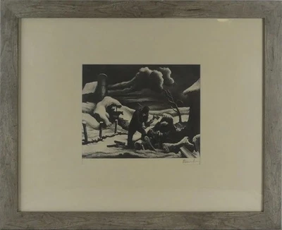 LITOGRAFÍA FIRMADA A LÁPIZ THOMAS HART BENTON 'THE WOODPILE' Foto 1 de 4