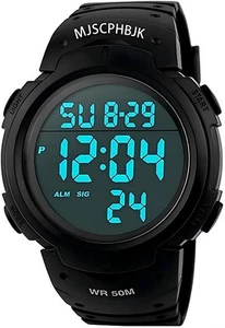 MJSCPHBJK Mens Digital Sports Watch, Waterproof LED Screen Large Face Militar... - Picture 1 of 7