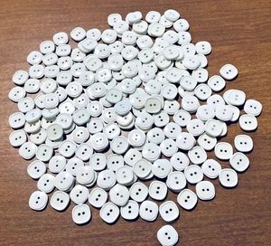 Vtg.-(200) BUTTONS-SQUARE-WHITE-3/8”-Quilting~Sewing~Button Art-Jewelry - Picture 1 of 2