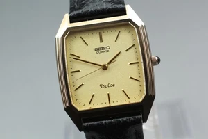 [Near MINT] Seiko Dolce 6030-5390 28mm Gold Dial Tank Quartz Men's From JAPAN - Picture 1 of 10