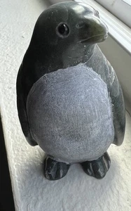 Inuit Penguin Eskimo Vintage Canada Grey Marble Carving Signed 4531 - Picture 1 of 7