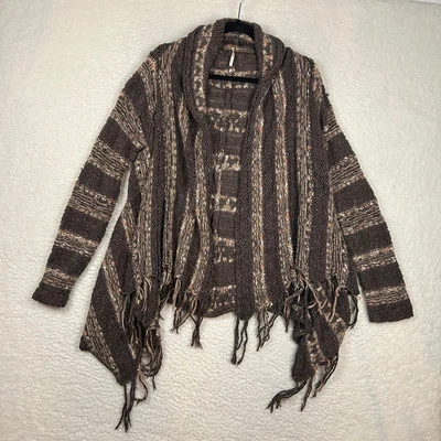 Suéter Cárdigan Free People Talla S Runaway Love Tejido a Rayas Boho Festival Hippie Foto 1 de 4