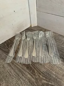 6 NEW Dansk Silhouette Cocktail Forks Stainless Steel Fork Flatware Lot Seafood - Picture 1 of 4