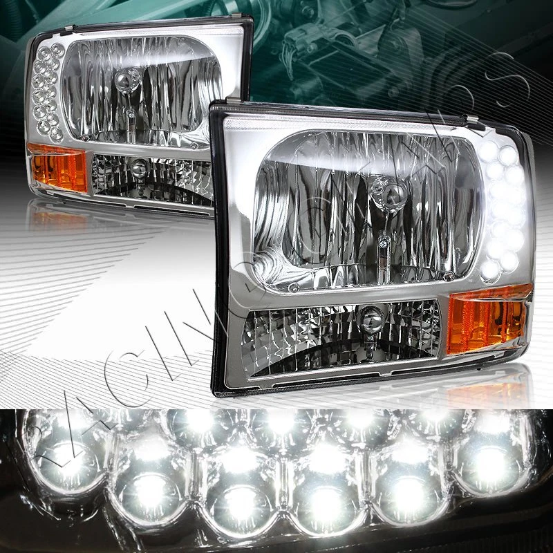 CARCASA CROMADA LENTE TRANSPARENTE LUCES LED APTAS 99-04 FORD F250/F350 SUPER DUTY Foto 1 de 4