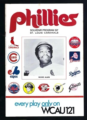 RICHIE ALLEN St. Louis Cards 1970 Philadelphia Phillies Program Unused Score Car - Image 1 of 4