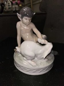 Royal Copenhagen Figurine Faun with Rabbit #439 First - Picture 1 of 12