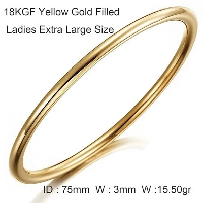 Brazalete Brazalete Brazalete Sólido Relleno Oro Amarillo 18k Real Tamaño Extra Grande 75mm Foto 1 de 3