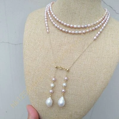 49" Charming AAA South Sea White Multi-color Pearl Necklace Pendant 14k Gold P - Image 1 of 4