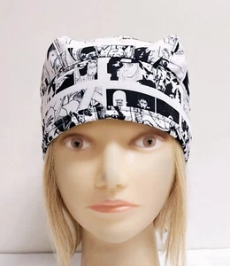 NARUTO ANIME B/W MANGA COMIC STYLE SKULL SCRUB CAP  - Picture 1 of 6