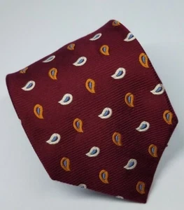 Jos A Bank Executive Silk Tie Red Beige Paisley Men Necktie 59.5 x 3.5 - Picture 1 of 4