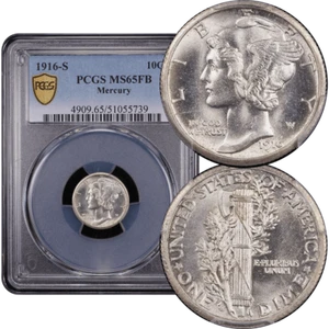 Moneda de diez centavos Mercury 1916-S 10c graduación profesional MS65 FB - Imagen 1 de 5