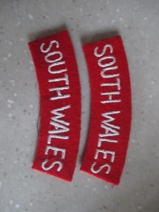 WW2 SOUTH WALES Stoff Schulter Titel x2 Reenactment Armee Infanterie - Bild 1 von 2
