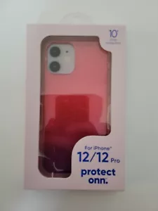 onn. Cell Phone Case for iPhone 12 / 12 Pro - Glitter Pink/Purple Ombre Clear - Picture 1 of 2