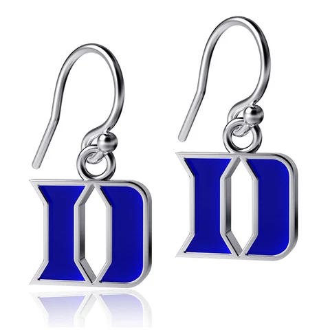 Women's Dayna Designs Duke Blue Devils Silver Enamel Dangle Earrings Cover