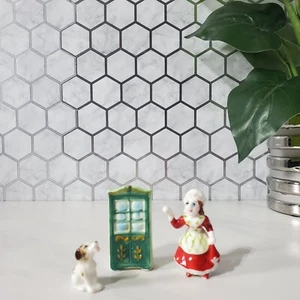 Vintage Mini Old Mother Hubbard Nursey Rhyme Bone China Figurines - Picture 1 of 21