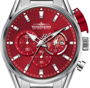 Thunderbirds reloj para hombres acero inoxidable aviador fuerza aérea cronógrafo en color plata - Imagen 1 de 5